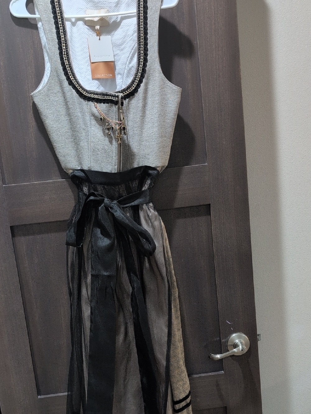 Kruger Gray and Black Women's Dirndl with Sheer Black Apron